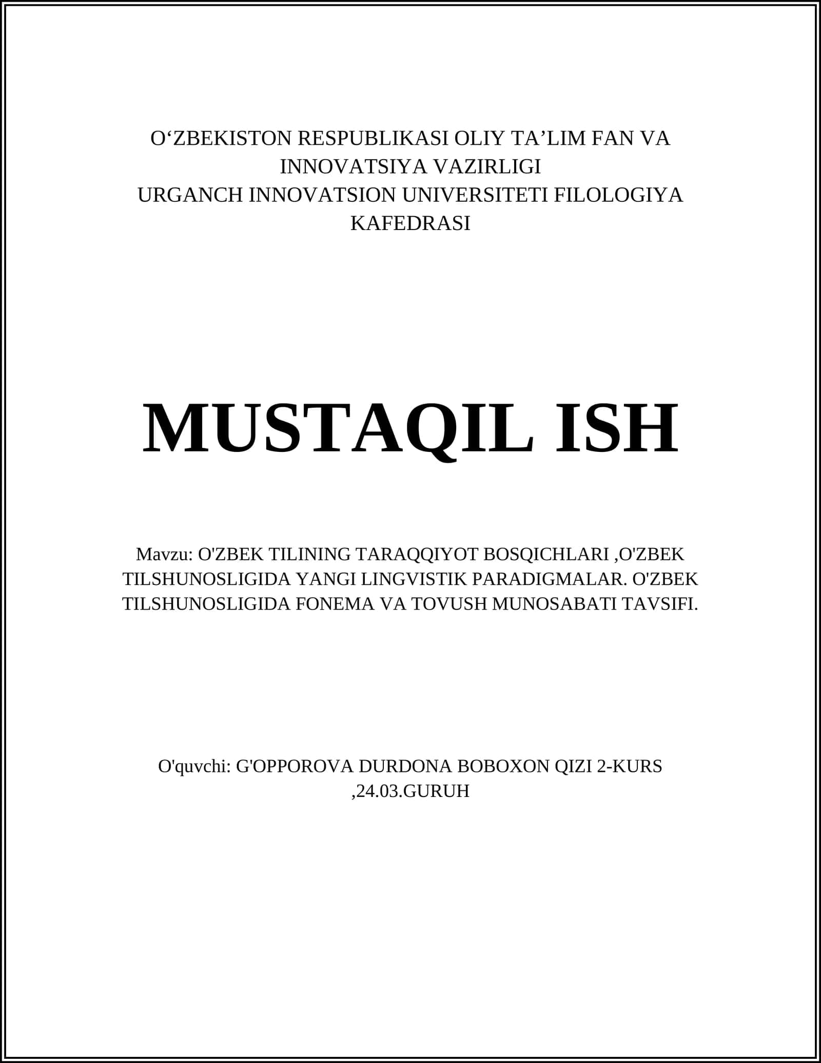 O'zbek Tilining Taraqqiyot Bosqichlari 1