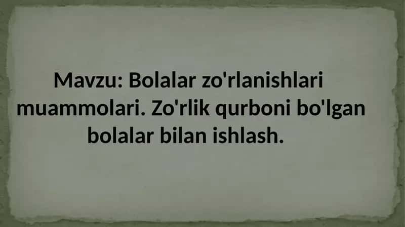 Bolalar zo'rlanishlari muammolari 1