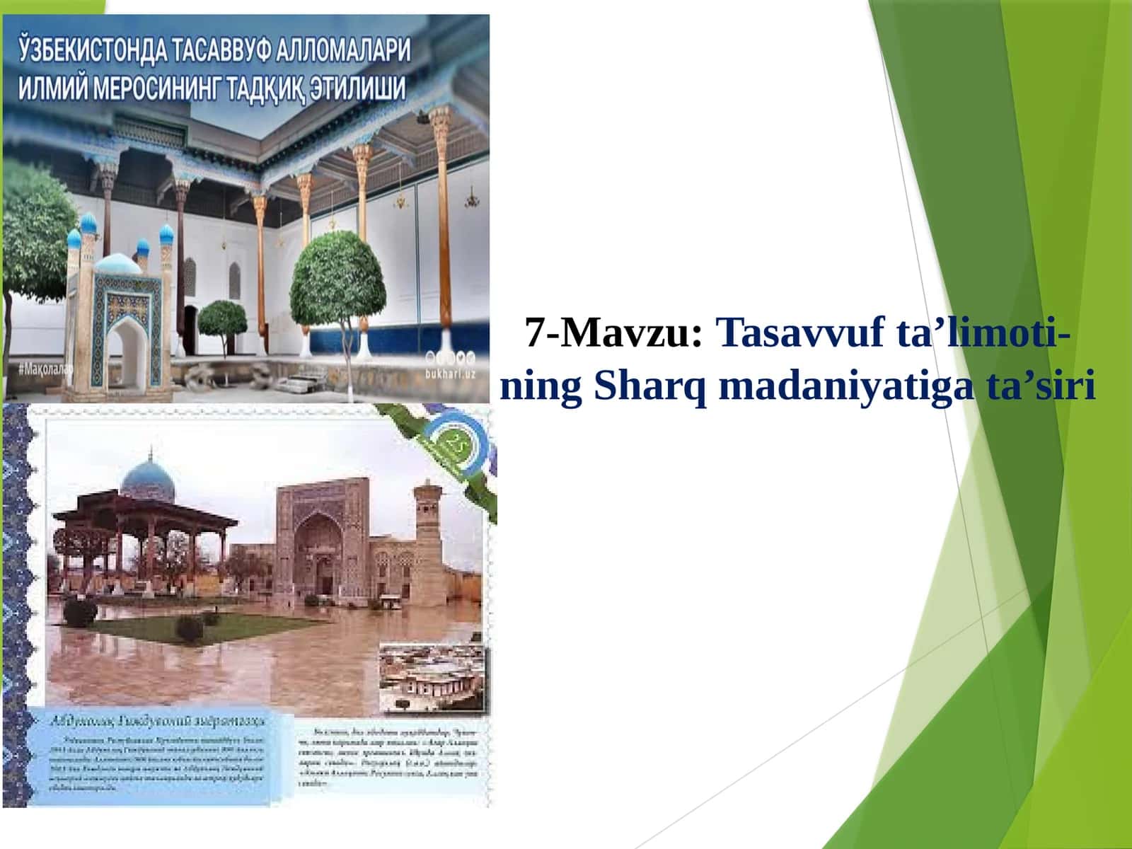 Tasavvuf ta’limoti-ning Sharq madaniyatiga ta’siri 1
