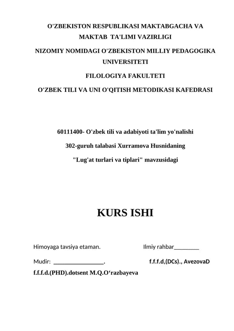 Lug'at turlari va tiplari 1