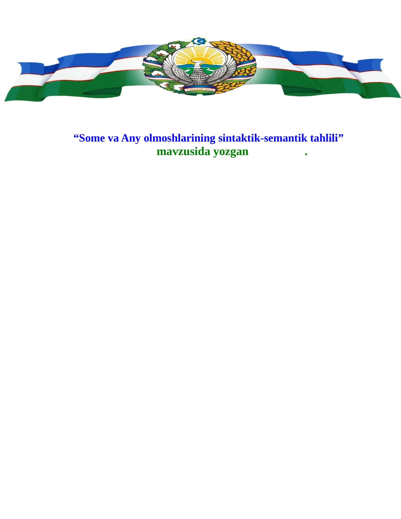 Some va Any olmoshlarining sintaktik-semantik tahlili 1