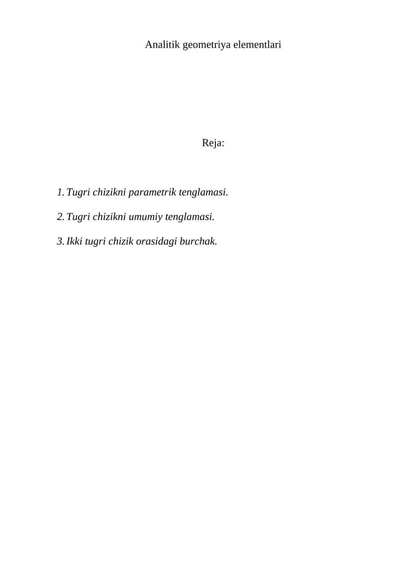 Analitik geometriya elementlari 1