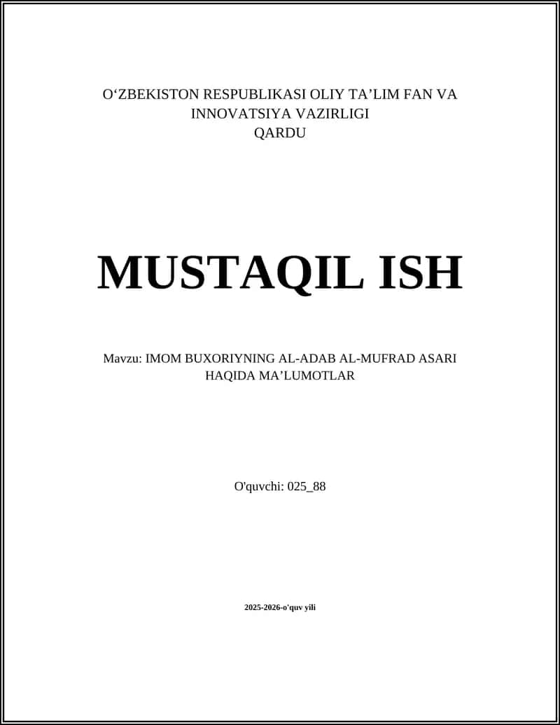 Al-Adab al-Mufrad 1