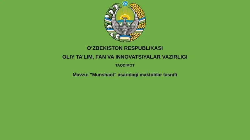 "Munshaot" asaridagi xatlarning tematik va janriy tasnifi 1