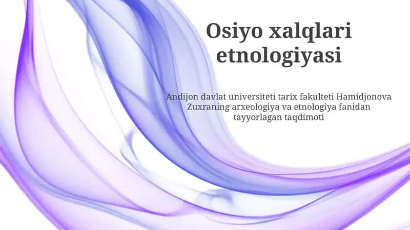 Osiyo xalqlari etnologiyasi 1