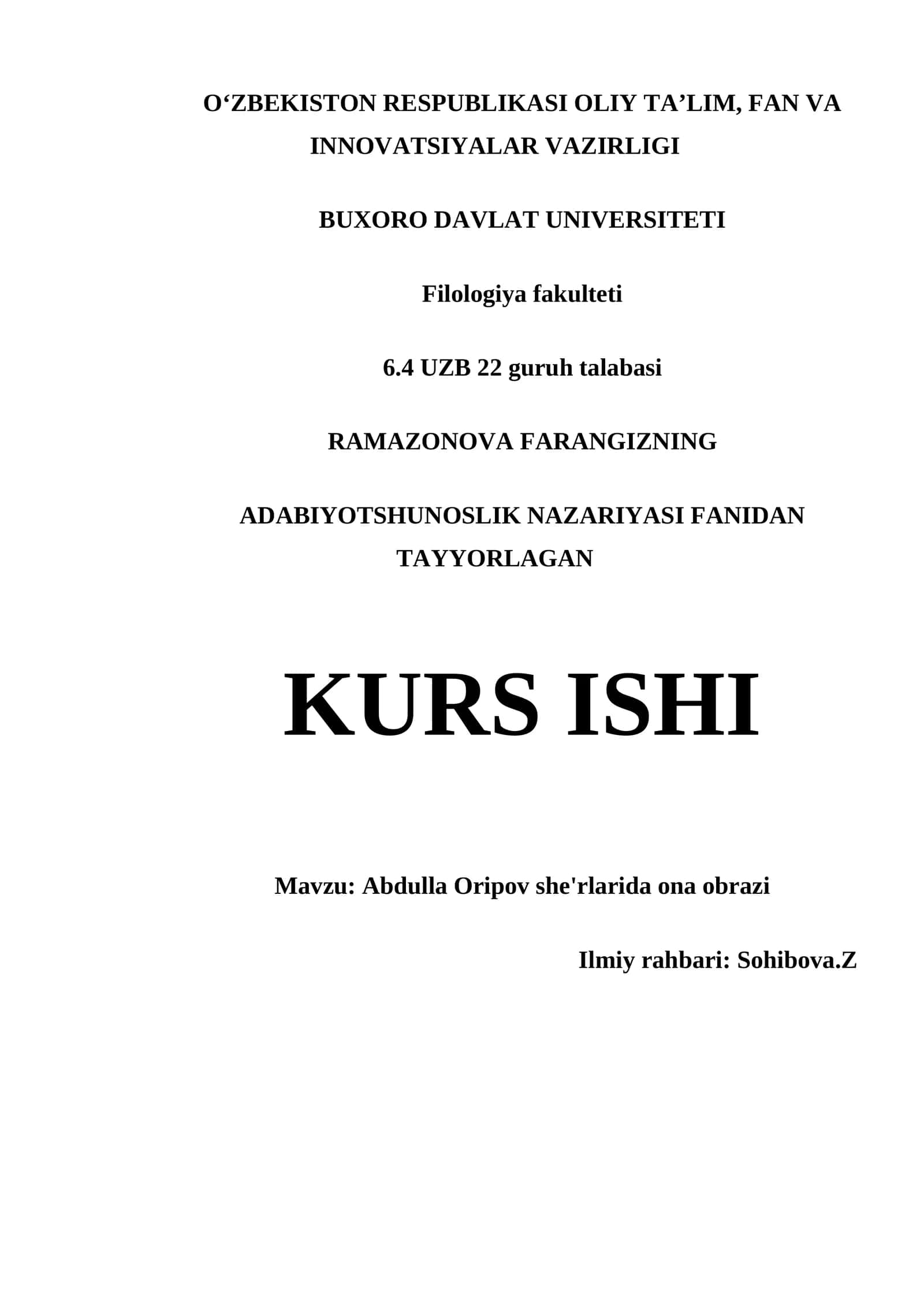 Abdulla Oripov she'rlarida ona obrazi 1