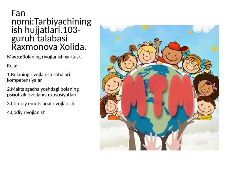 Bolaning rivojlanish xaritasi yuritilishini nazorat qilish kitobi 1