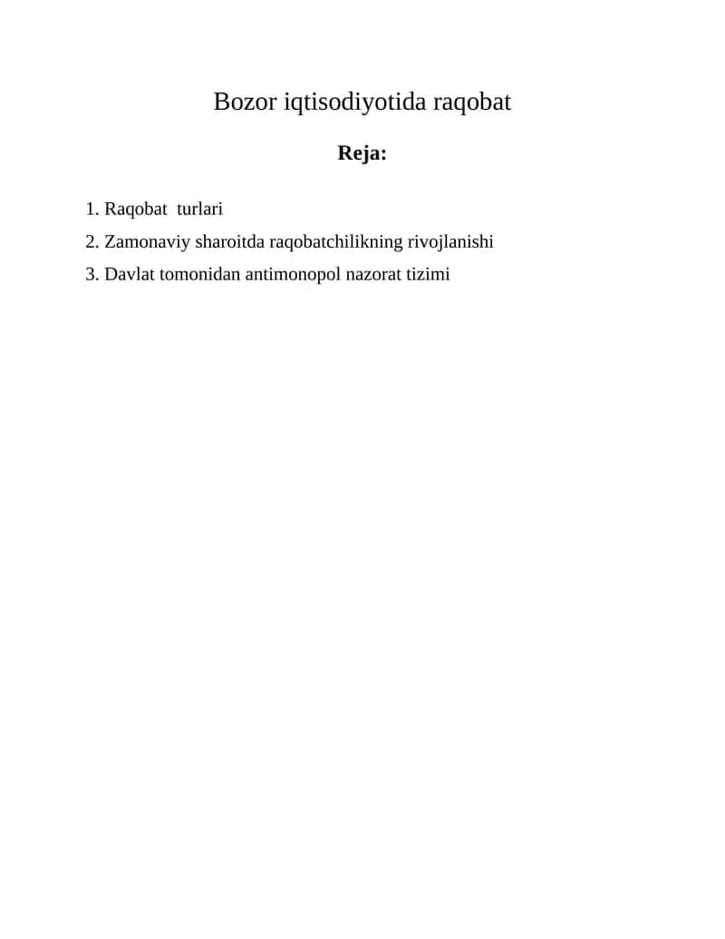 Raqobat turlari 1