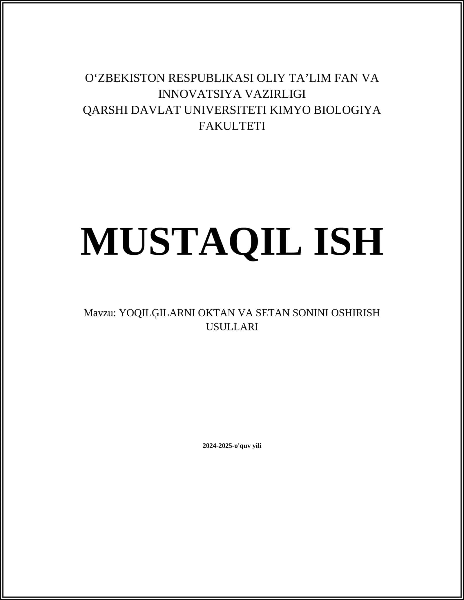 YOQILĢILARNI OKTAN VA SETAN SONINI OSHIRISH USULLARI 1