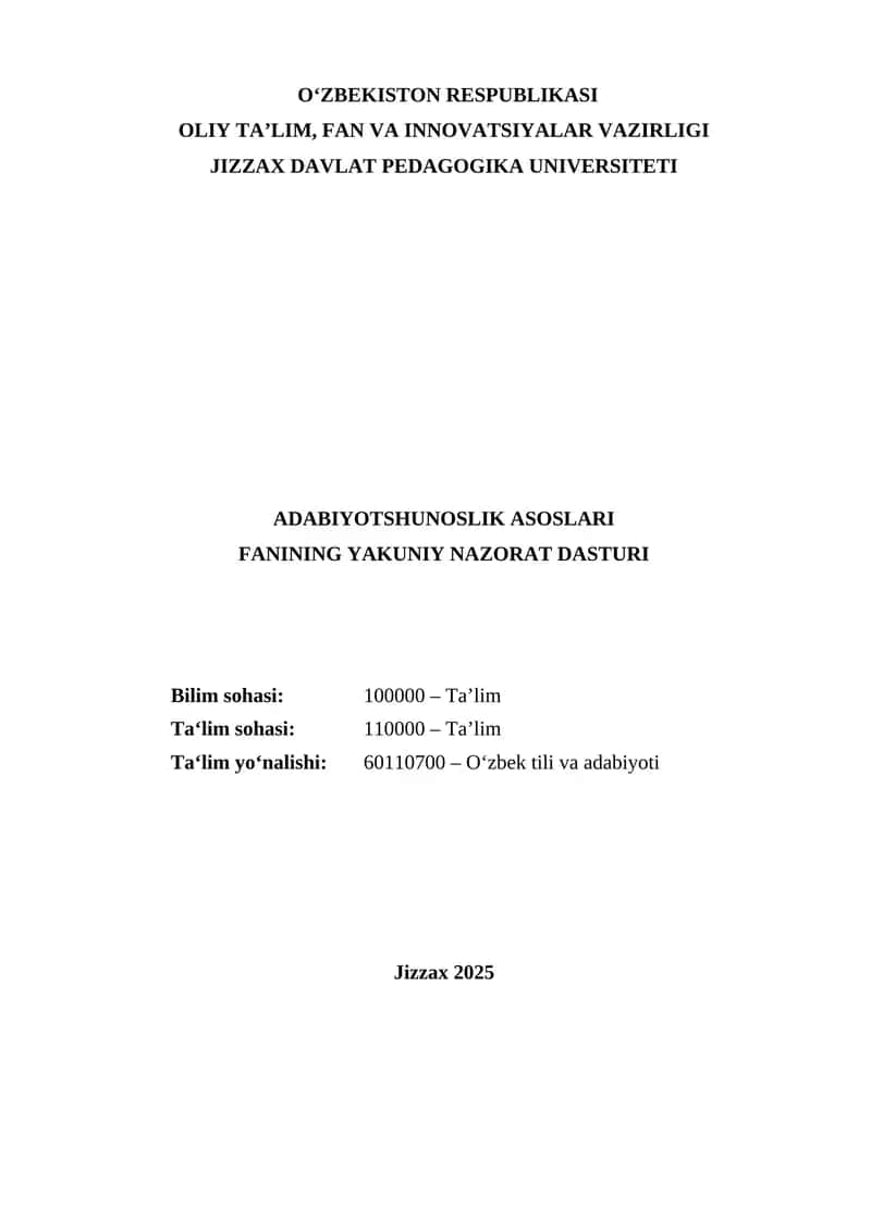 Adabiyotshunoslik asoslari 1
