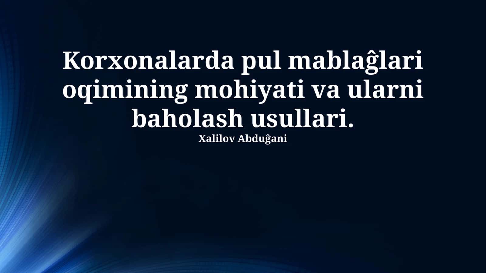 Pul oqimini baholash usullari 1