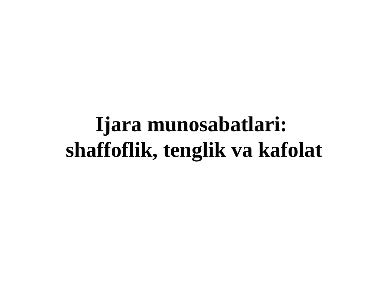 Ijara munosabatlari 1