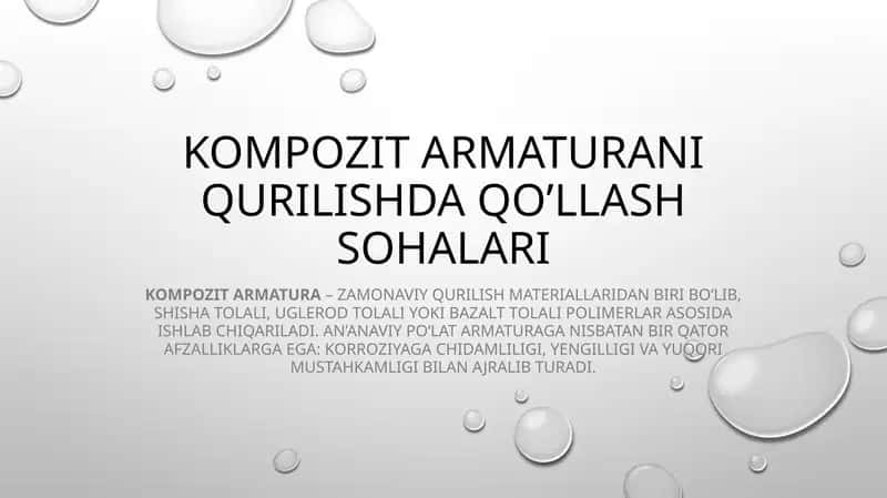 Kompozit armaturani qurilishda qo’llash sohalari 1