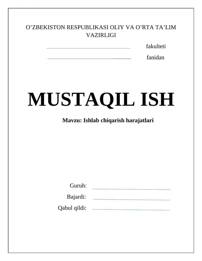 Ishlab chiqarish harajatlari 1