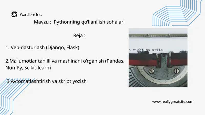 Pythonning qo’llanilish sohalari 1