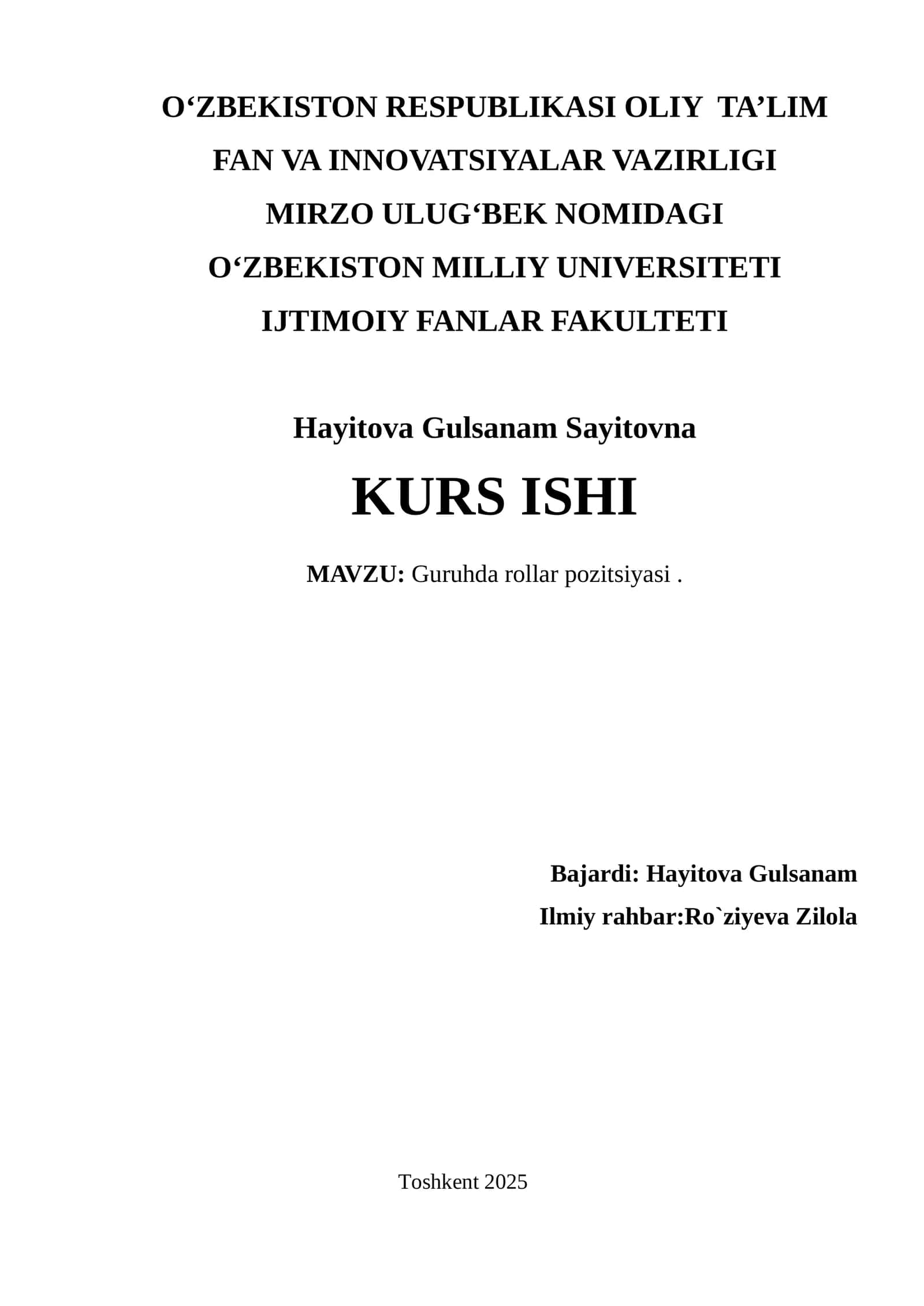 Guruhda rollar pozitsiyasi 1