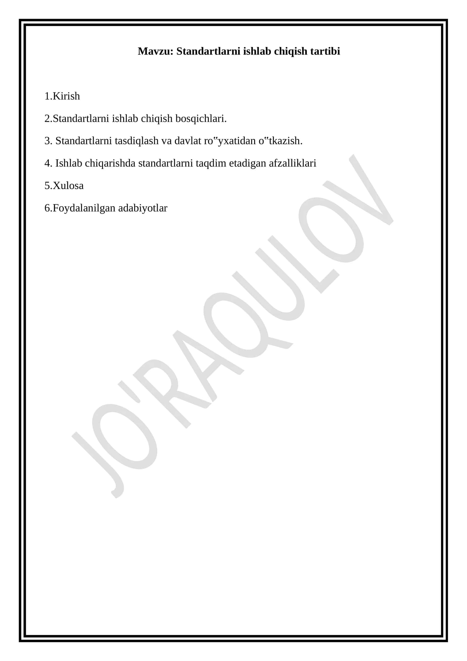 Standartlarni ishlab chiqish tartibi 1