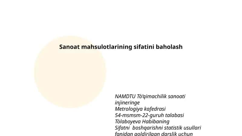 Sanoat mahsulotlarining sifatini baholash 1