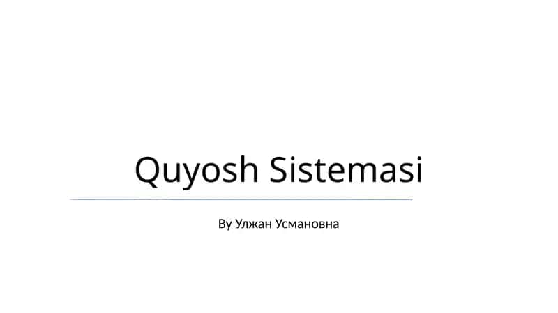 Quyosh Sistemasi 1