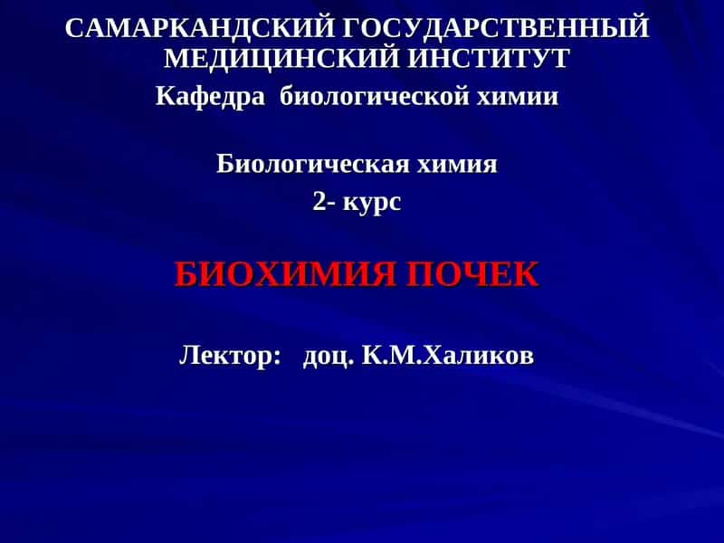 БИОХИМИЯ ПОЧЕК 1