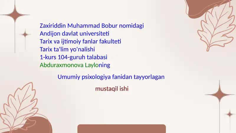 Shaxs psixologiyasi 1