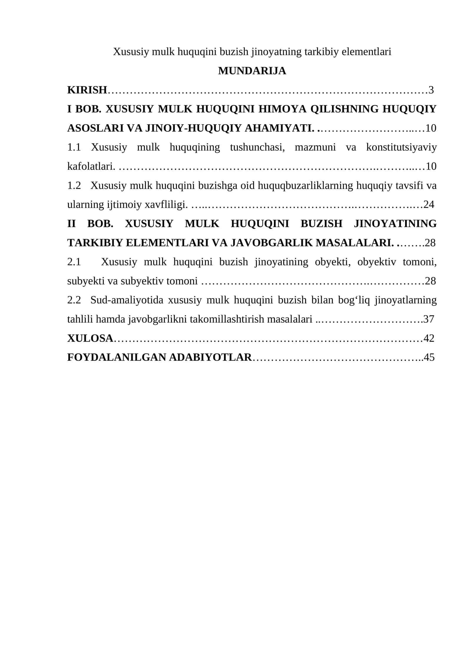 Xususiy mulk huquqini buzish jinoyatning tarkibiy elementlari 1