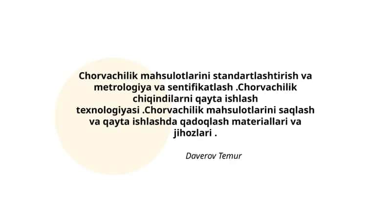 Chorvachilik mahsulotlari standartlashtirish 1