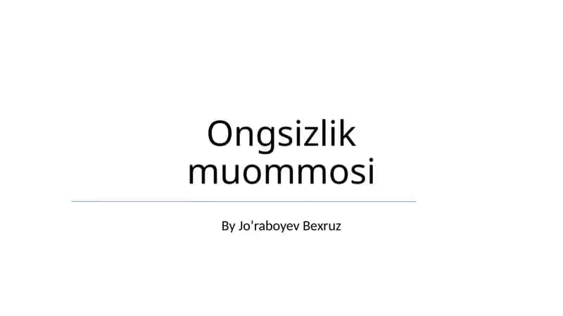 Ongsizlik muommosi 1