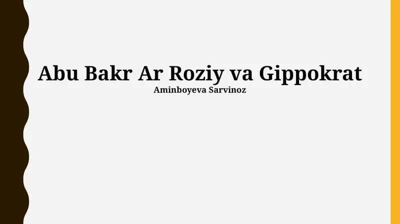 Abu Bakr Ar Roziy va Gippokrat 1