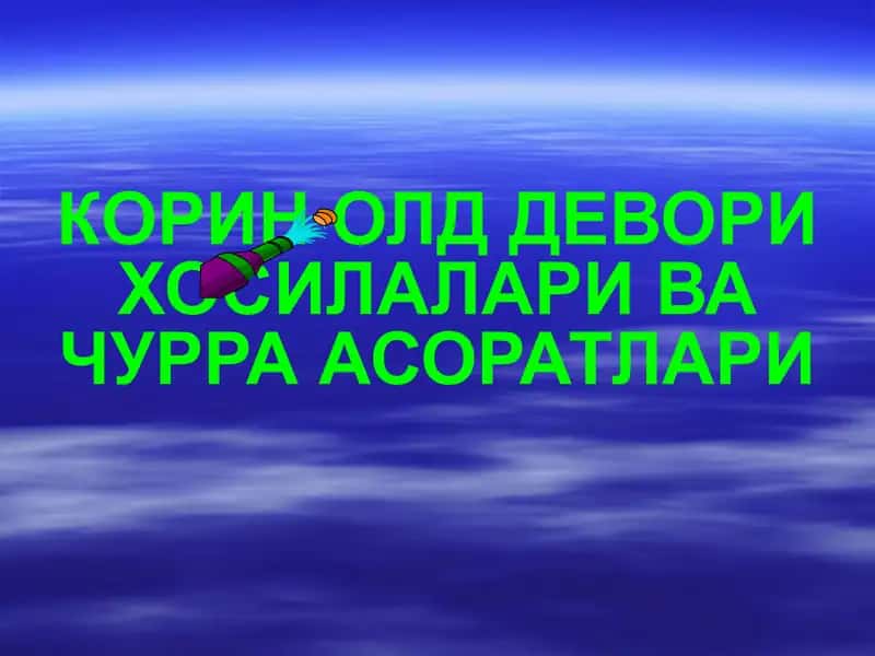 КОРИН ОЛД ДЕВОРИ ХОСИЛАЛАРИ ВА ЧУРРА АСОРАТЛАРИ 1