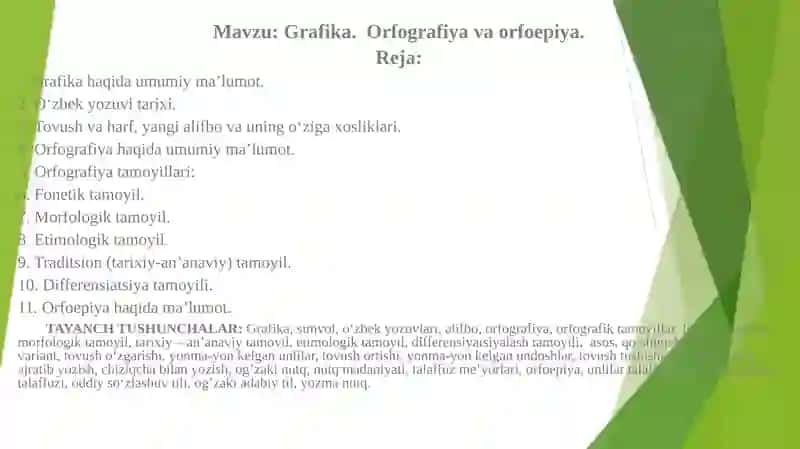 Grafika. Orfografiya va orfoepiya