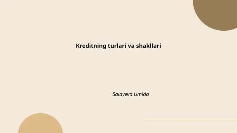 Kreditning turlari va shakllari 1