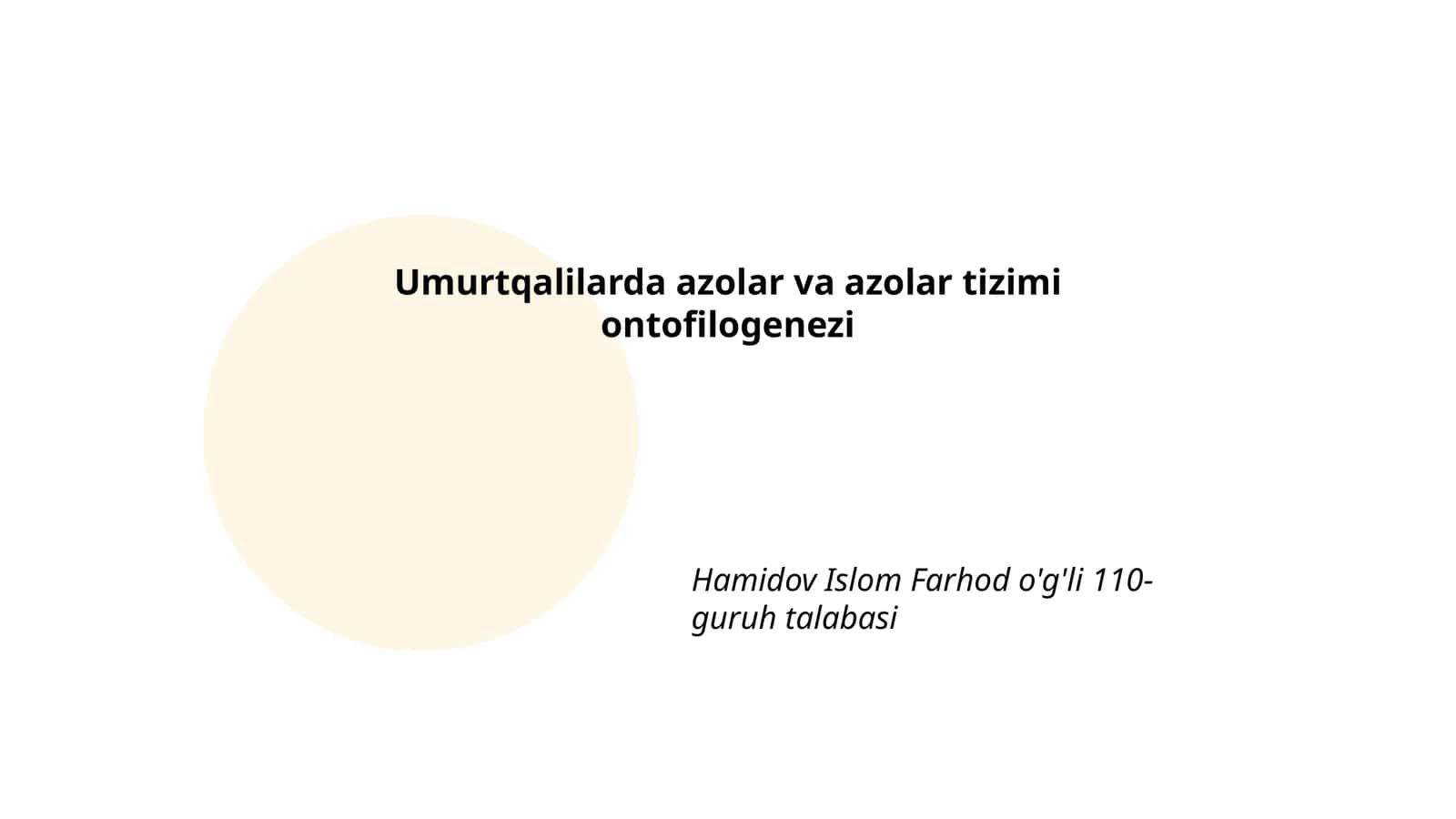 Umurtqalilarda azolar va azolar tizimi ontofilogenezi 1