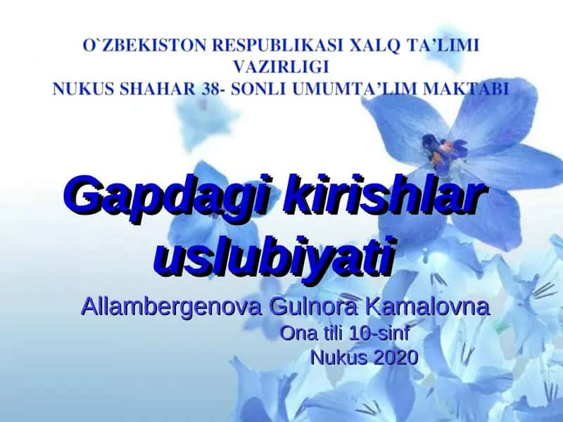 Gapdagi kirishlar uslubiyati 1