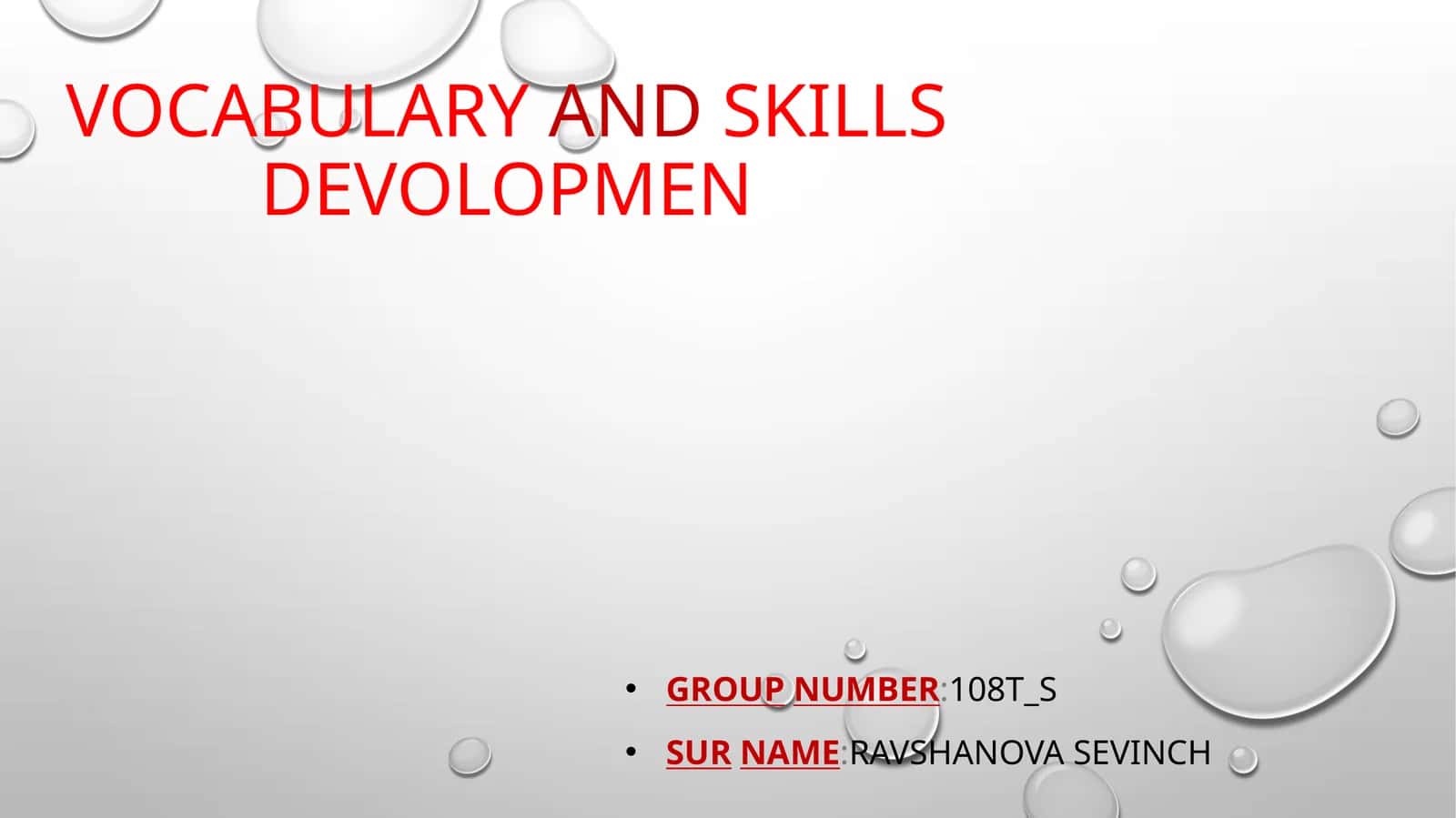 Vocabulary and skills development 1