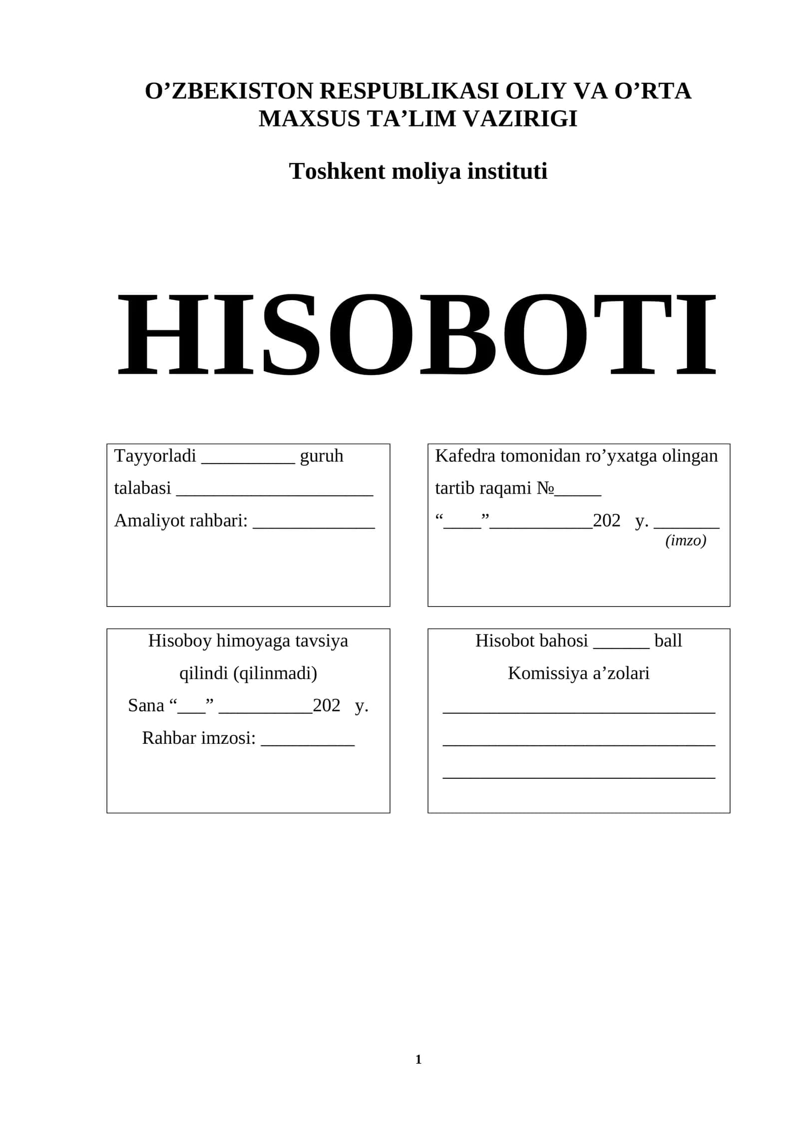 Hamkorbank malakaviy amaliyot hisoboti 1
