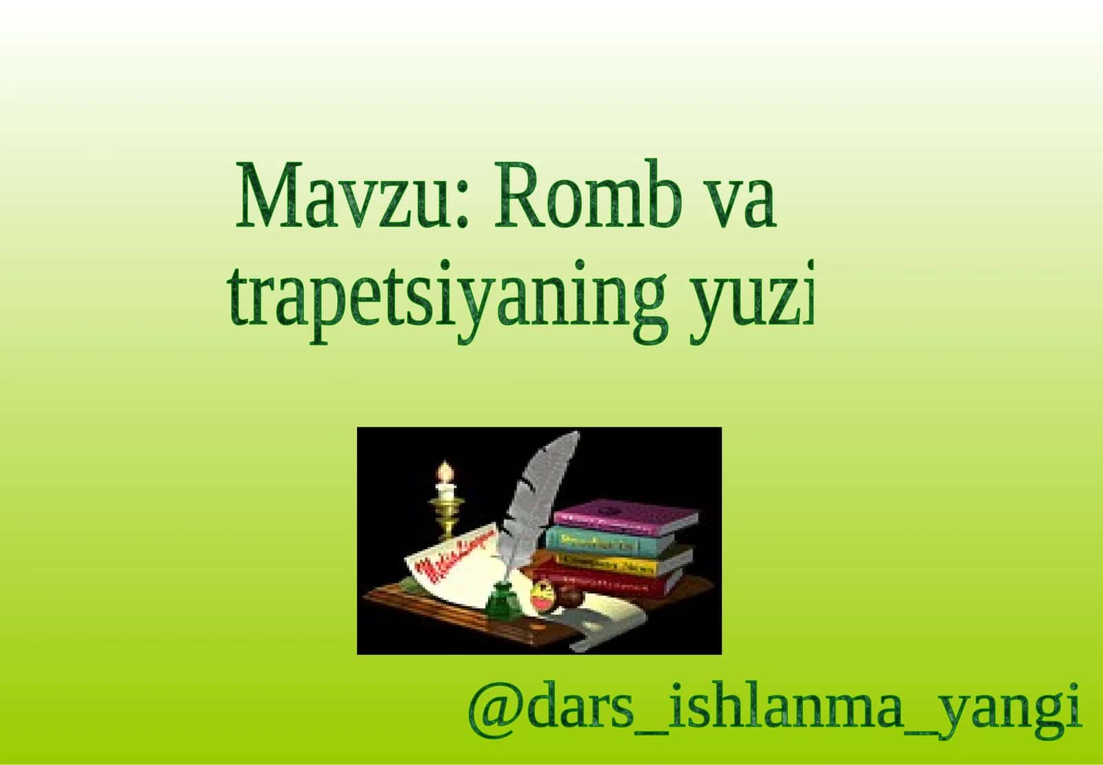 Romb va  yuzini hisoblash 1