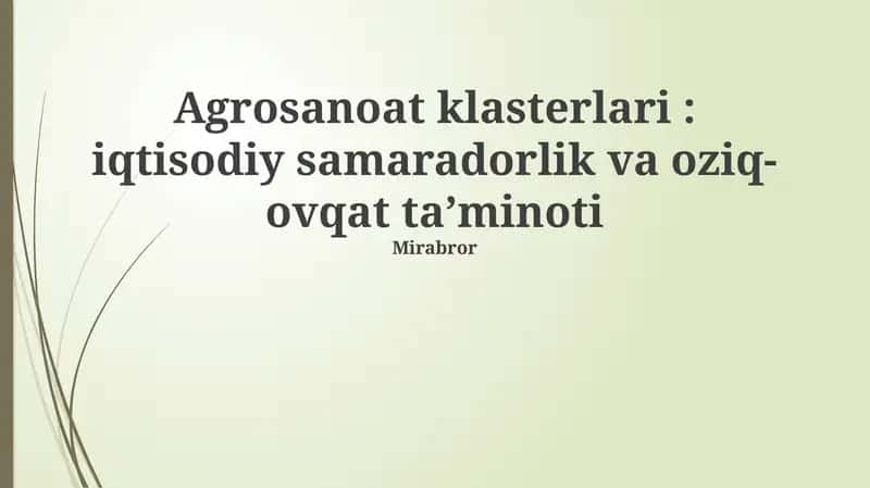 Agro-sanoat klasterlari 1