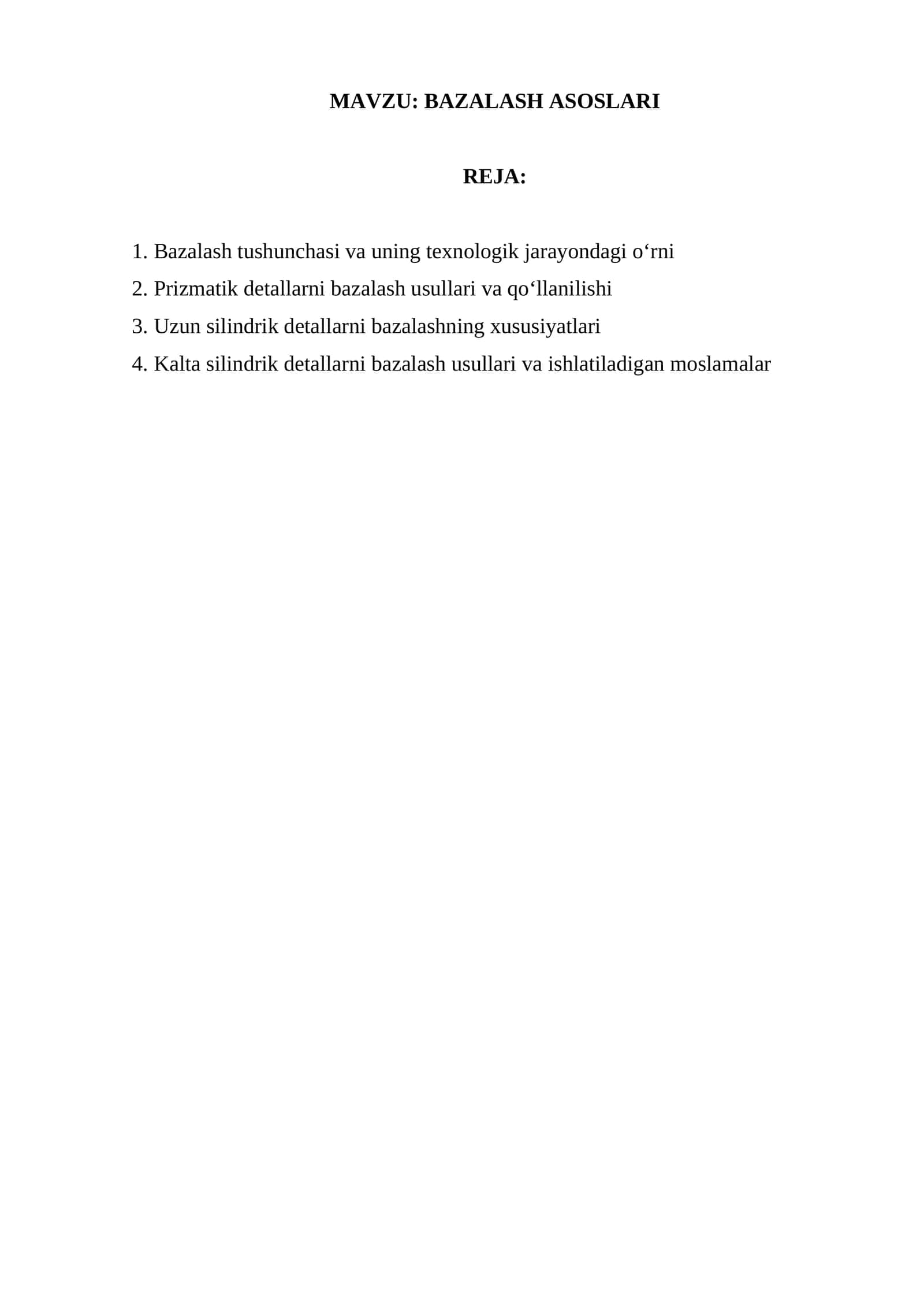 BAZALASH ASOSLARI 1