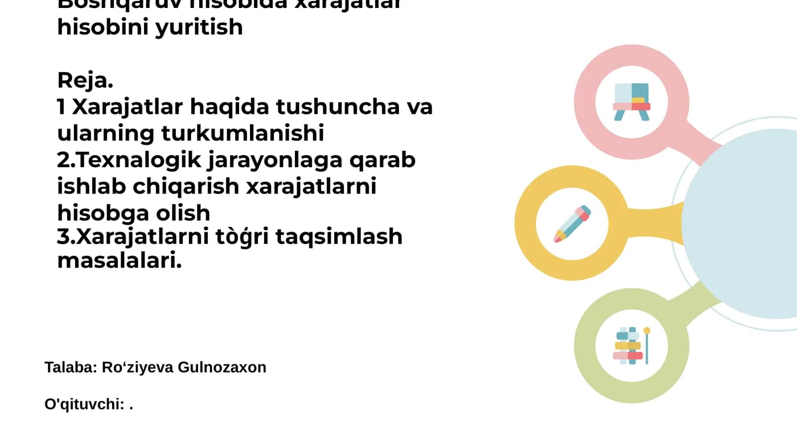 Xarajatlar Tushunchasi va Tasnifi 1
