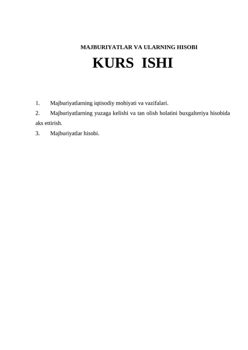 MAJBURIYATLAR VA ULARNING HISOBI 1