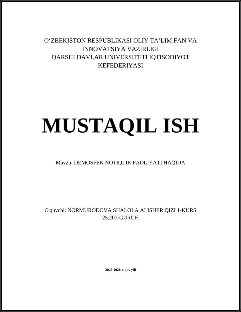 DEMOSFEN NOTIQLIK FAOLIYATI HAQIDA 1