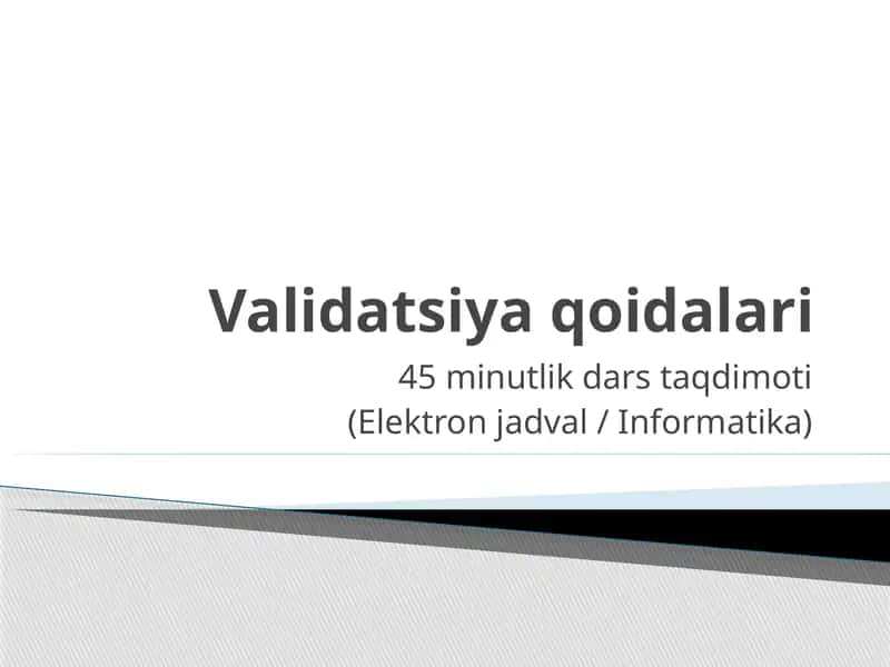 Validatsiya qoidalari 1