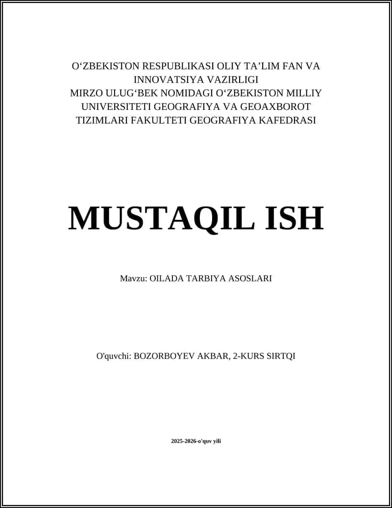 OILADA TARBIYA ASOSLARI 1