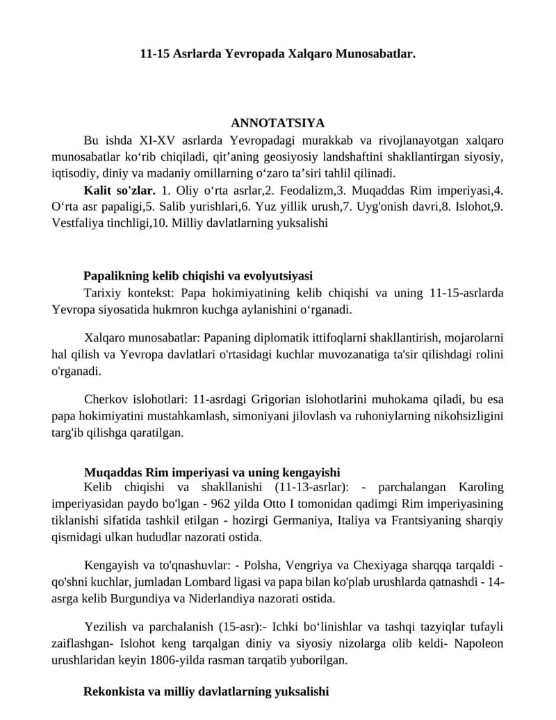 Xalqaro Munosabatlar 1