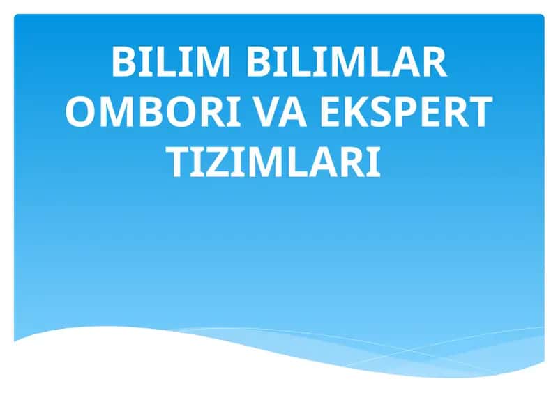 BILIM BILIMLAR OMBORI VA EKSPERT TIZIMLARI 1