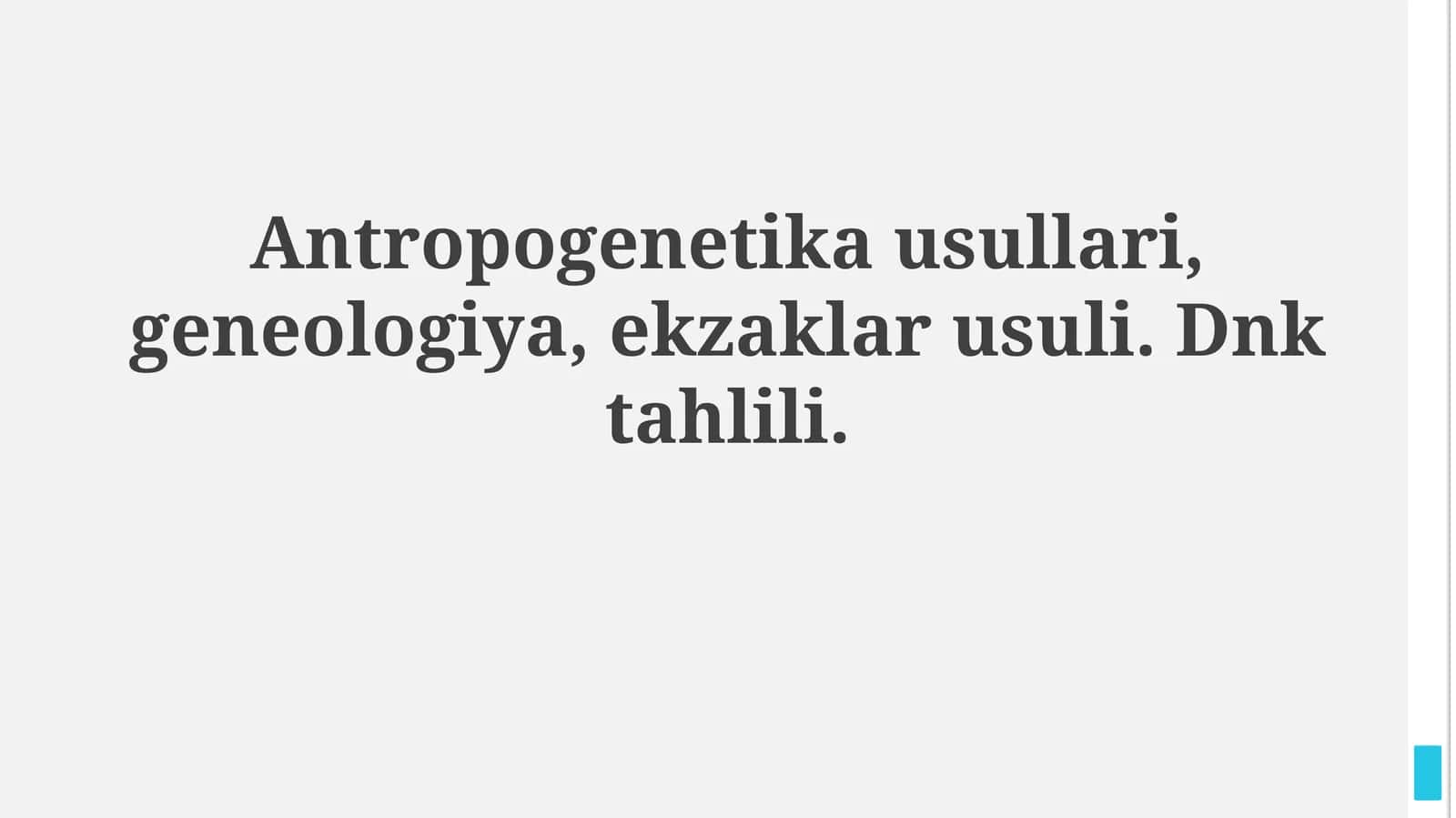 Antropogenetika usullari: Kirish 1