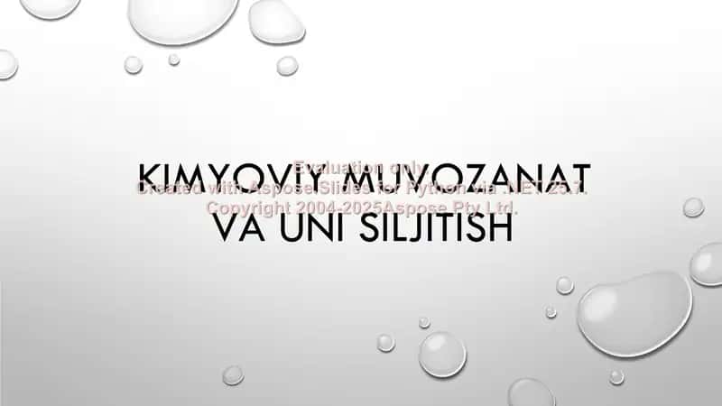 Kimyoviy muvozanat va uni siljitish 1