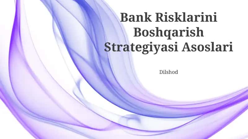 Bank Risklarini Boshqarish Strategiyasi Asoslari 1