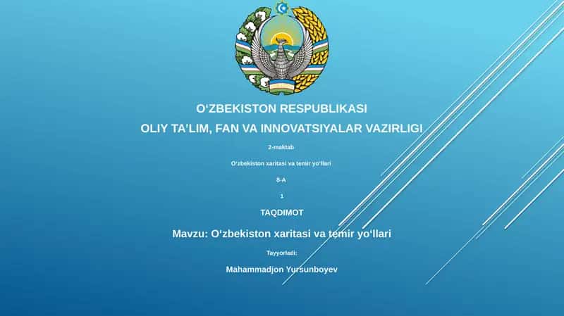 Oʻzbekiston xaritasi va temir yoʻllari 1